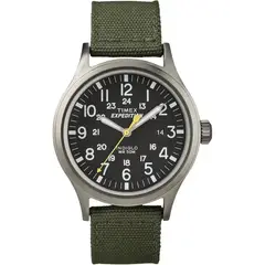 TIMEX - Reloj Expedition Scout 40mm Hombre Dial Negro Caja Gris Correa Tela Verde T499619J