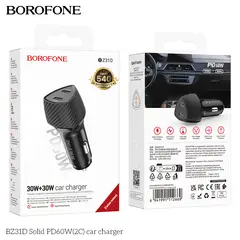 BOROFONE - Cargador de auto BZ31D Solido PD60W2C