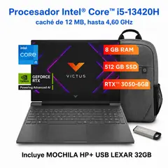 HP - Gaming Victus Intel Core i5,13420H 8 GB RAM, NVIDIA GeForce RTX 3050-6GB, 512 GB SSD, 15.6" FHD 144 Hz + KID.