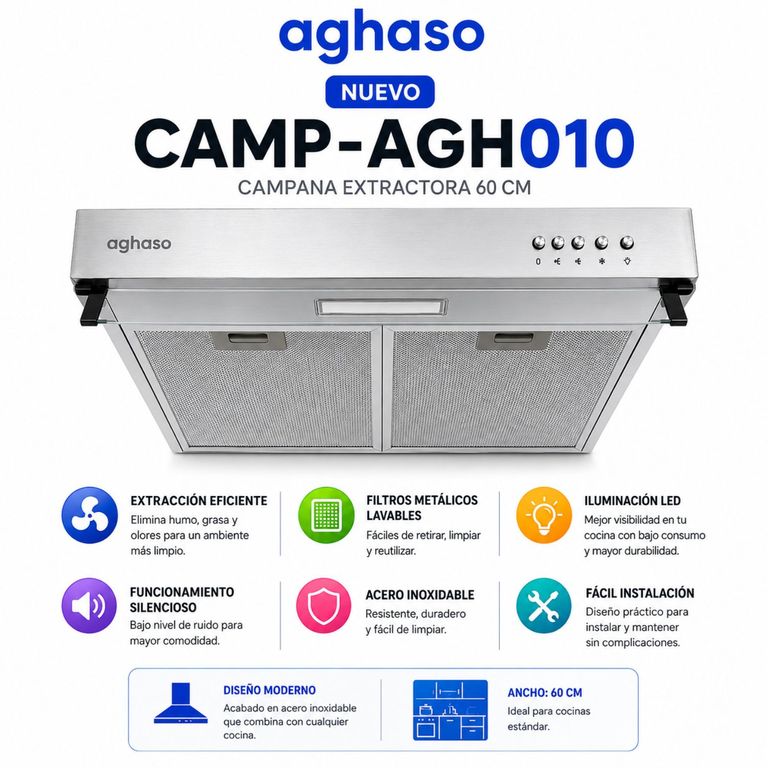 Campana Extractora CAMP-AGH010 INOX 60cm
