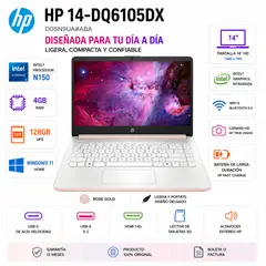 HP - LAPTOP 14-DQ6105DX INTEL N150 4GB RAM 128GB 14" HD IPS WINDOWS 11 AMERICANA