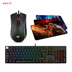 HAVIT - Kit Gamer 3 en 1: Teclado Mecánico KB432L + Mouse MS1001S V2 + Pad Mouse