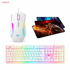 HAVIT - Kit Gamer 3 en 1: Teclado KB876L-SP + Mouse MS1001S + Pad Mouse