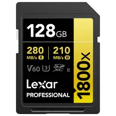 LEXAR - Tarjeta de memoria SD 128 GB 280 mb/s 1800x v60 GOLD