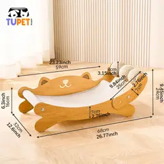 TUPET SHOP - Rascador Mecedora para Gatos con Cartón Corrugado y Cama Relax