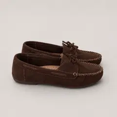 ETHEREA - Mocasines náuticos de cuero marrón chocolate