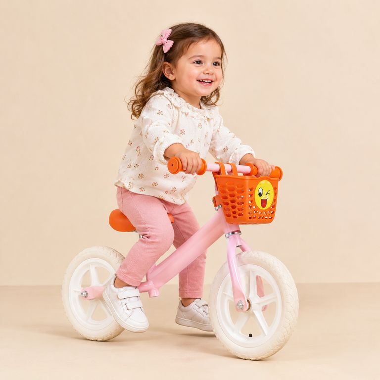 Bicicleta de Equilibrio Infantil Rosada con Canastilla 1.5 a