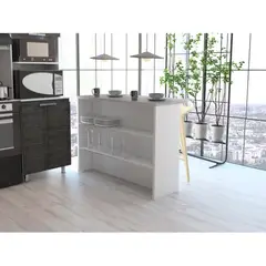 TUHOME - Isla De Cocina Fendi Gris Y Blanco 90,0x120,0x60,0 Cm