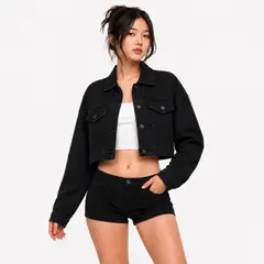 GENERICO - Casaca jean crop oversize de mujer