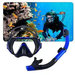 GENERICO - Set de Snorkel Azul con Lente de Vidrio Templado Ideal para la playa