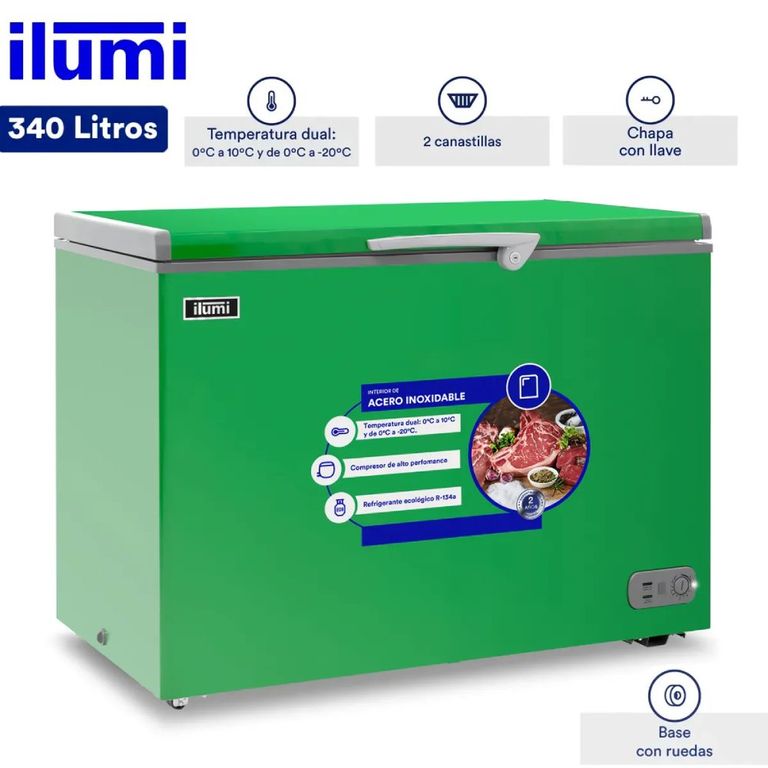 Congelador con Tina de Acero Inoxidable de 340 Litros TFI-3400GR Verde
