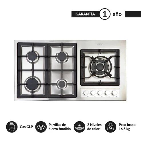 Encimera a Gas 5 Quemadores 90cm Deluxe Elite