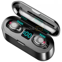 TWS - Audífonos Inalámbricos Bluetooth F9 V5.1 Powerbank Negro