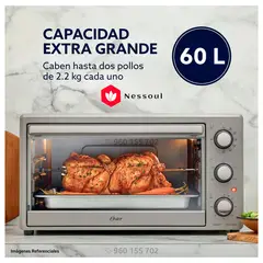OSTER - Horno XL con Rostizador de 60L Gris TSSTTV60MNS - Modelo Nuevo