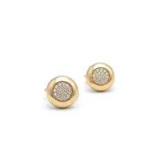 GENERICO - Aretes topos redondos con pave de circonias en oro rosa