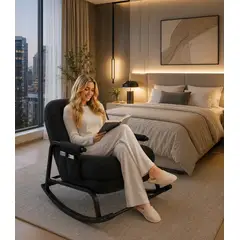 GENERICO - SILLA MECEDORA SOFA RECLINABLE sala terraza jardin dormitorio NEGRO