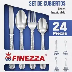 FINEZZA - SET DE CUBIERTOS 24 PIEZAS ACERO INOXIDABLE TEXTURA LABRADA