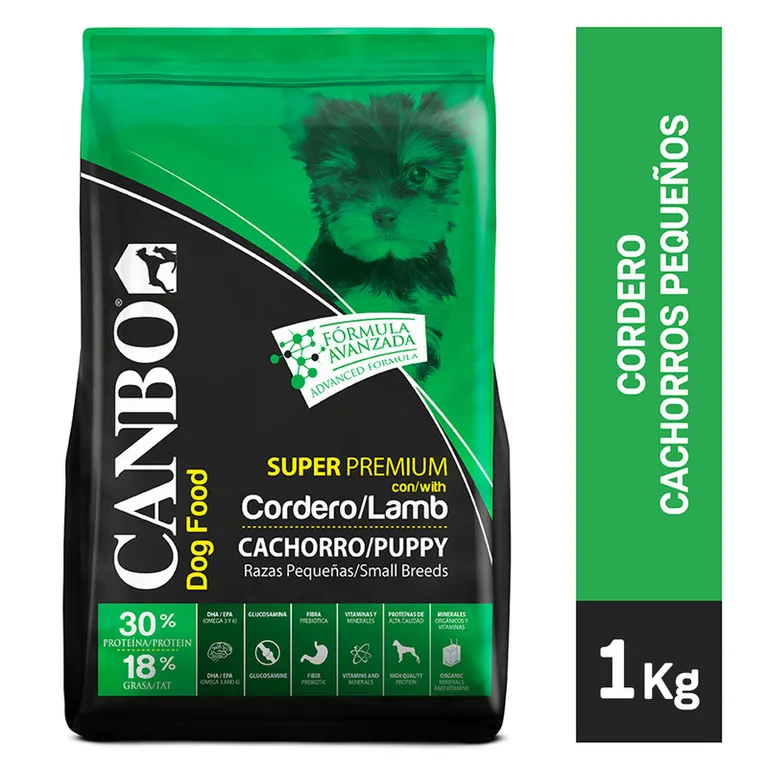 PERROS CACHORROS 1 KG - RAZA PEQUEÑA - CORDERO (VERDE)