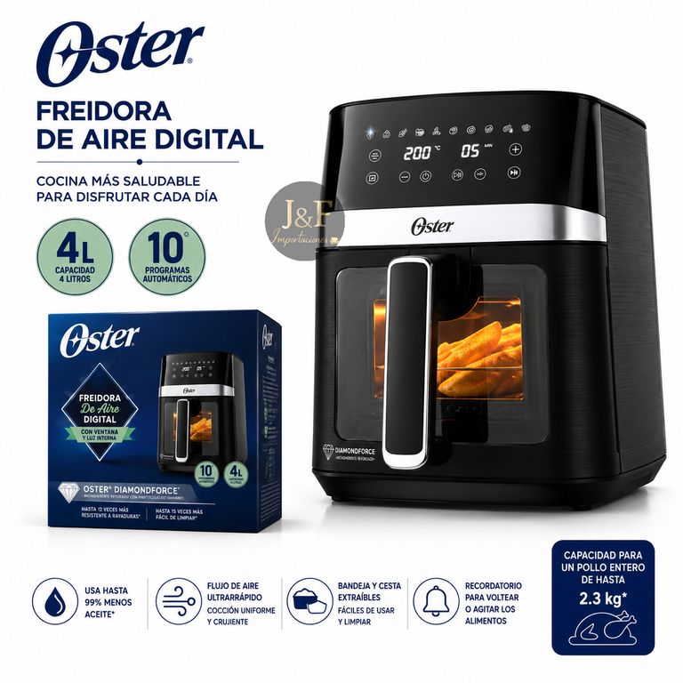 FREIDORA DE AIRE DIGITAL CKSTAF40WDDF-053 DIAMONDFORECE 4L PROGRAMABLE LUZ INTERNA