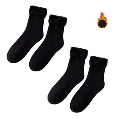 GENERICO - MEDIAS CALENTADORAS FORRO POLAR PACK 2 PARES NEGRO