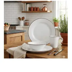 HOLSTEIN HOUSEWARES - JUEGO DE VAJILLA REDONDA 16 PIEZAS HOLSTEIN