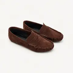 ETHEREA - Mocasines de mujer en cuero marrón