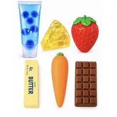 GENERICO - Pack de 6 Squishy Antiestres de Comida Juguetes Sensoriales Suaves tipo nee doh