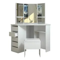 ANYHOGAR - Tocador Esquinero Profesional Equipado Con Taburete