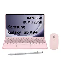 SAMSUNG - Tablet Galaxy Tab A9+ WIFI 8GB+128GB Gris+Teclado Rosa+Lápiz+Mouse