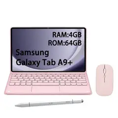 SAMSUNG - Tablet Galaxy Tab A9+ WIFI 4GB+64GB Gris+Teclado Rosa+Lápiz+Mouse