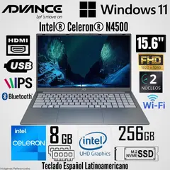 ADVANCE - Laptop Intel Celeron N4500 8GB RAM 256GB SSD 15.6" FHD Gris - ADV-NV9857