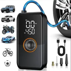 CLN TECH - Compresor de Aire Portátil 150 PSI Recargable 4500 mAh para Llantas–Linterna LED y Luz de Emergencia
