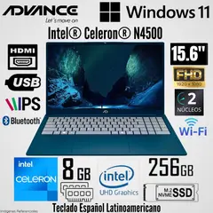 ADVANCE - Laptop Intel Celeron N4500 8GB RAM 256GB SSD 15.6" FHD Blue - ADV-NV9857