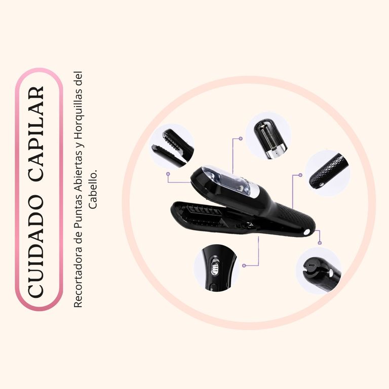 Recortadora de Puntas Abiertas y Horquillas de cabello.