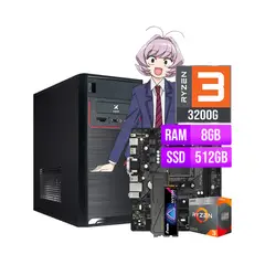 RYZEN - COMPUTADORA PC OFICINA AMD 3 3200G RAM 8GB SSD 512GB