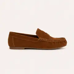 ETHEREA - Mocasines de mujer en cuero camel