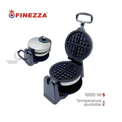 FINEZZA - Waflera Eléctrica Giratoria 1000W con Temperatura Ajustable Antiadherente