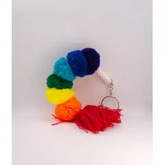 GENERICO - Llavero Candunga Andino Multicolor Hecho a Mano Artesanía Peruana con Pompones, Souvenir de Cusco