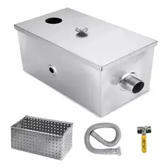 ANYHOGAR - 500 250 250mm 100% Acero Inoxidable 40lts Trampa De Grasa