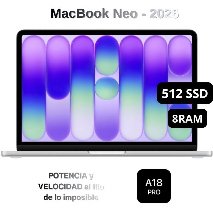 MacBook Neo 13″ A18 Pro, 8GB RAM, 512GB SSD Intelligence - Teclado Inglés - Silver