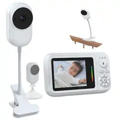 PUREPOWER - Monitor de bebé con cámara y audio con clip para cuna y soporte, visión nocturna,VOX,audio de 2 vías