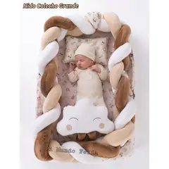 BEBE - Cuna Colecho Con Almohada Trenzado Grande Nube Beige