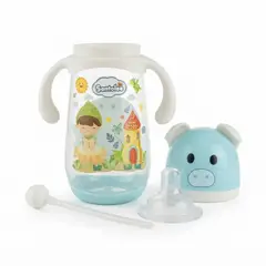 GENERICO - Biberón 2 en 1 de Chanchito Santolee Diseño de Niño Hada Celeste con Plomo de 16 Oz 0+m