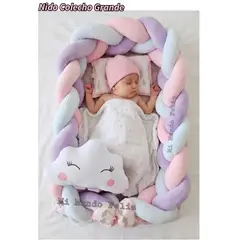 BEBE - Cuna Colecho Con Almohada Trenzado Grande Nube Rosa