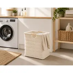 GENERICO - Cesta de Ropa Plegable con Asas de Madera