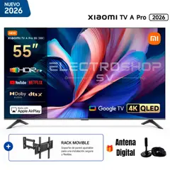 XIAOMI - Televisor 55" Smart TV QLED 4k Ultra HD A PRO 2026 + Rack + Antena