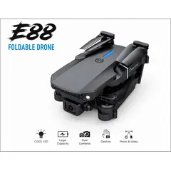 GENERICO - Dron E88 Plegable Cámara Dual WiFi FPV Control por Gestos Luces LED