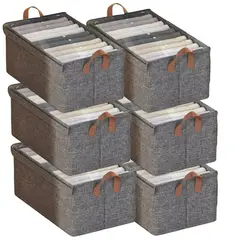 GENERICO - Set x 6 Organizador Multiusos de Ropa Plegable Caja de Almacenamiento Con Tapa Color Gris