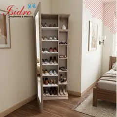 GENER - ZAPATERO CON ESQUINERO DE MELAMINA 18mm COLOR DUNA CON PUERTA CON ESPEJO