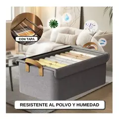 GENERICO - Set x 6 Organizador Multiusos de Ropa Plegable Caja de Almacenamiento Con Tapa Color Gris